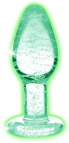 Booty Sparks Glow in the Dark L - üveg anál plug (átlátszó)