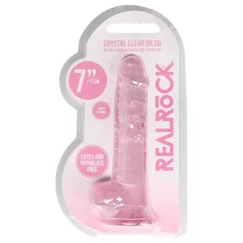 RealRock - átlátszó élethű dildó (pink, 17 cm)