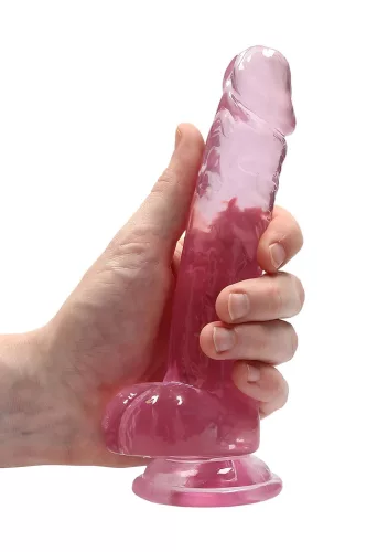 RealRock - átlátszó élethű dildó (pink, 17 cm)