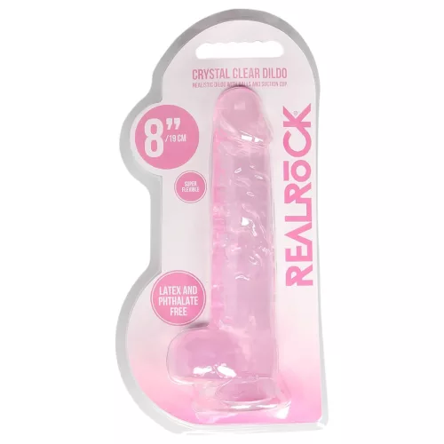 RealRock - átlátszó élethű dildó (pink, 19 cm)