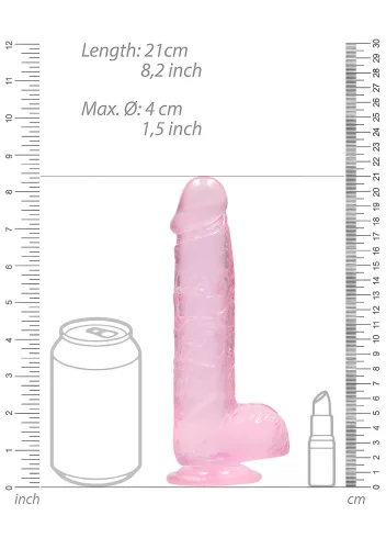 RealRock - átlátszó élethű dildó (pink, 19 cm)