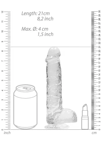 RealRock - átlátszó élethű dildó (átlátszó, 19 cm)