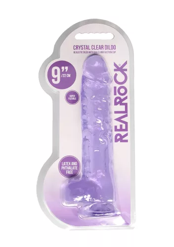 RealRock - átlátszó élethű dildó (lila, 22 cm)