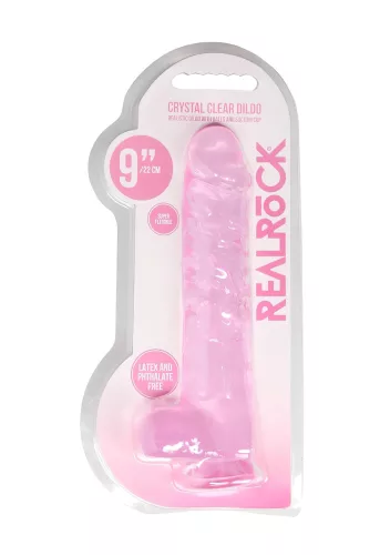 RealRock - átlátszó élethű dildó (pink, 22 cm)