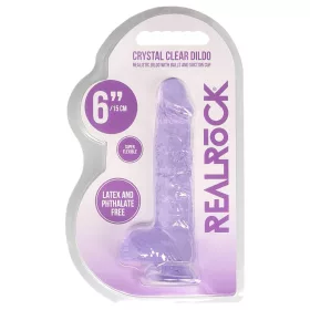 RealRock - átlátszó élethű dildó (lila, 15 cm)