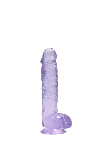 RealRock - átlátszó élethű dildó (lila, 15 cm)