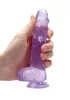 RealRock - átlátszó élethű dildó (lila, 15 cm)