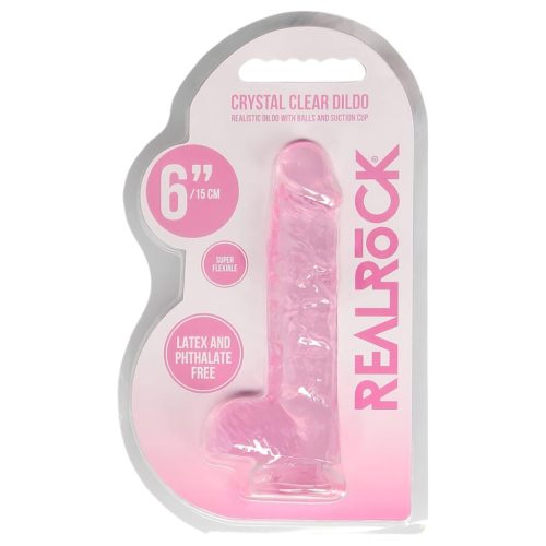 REALROCK - átlátszó élethű dildó - pink (15cm)