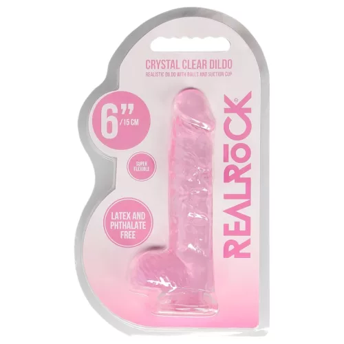 RealRock - átlátszó élethű dildó (pink, 15 cm)