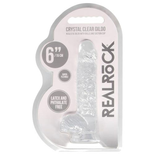 REALROCK - átlátszó élethű dildó - átlátszó (15cm)