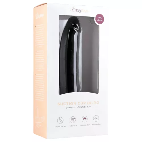 Easytoys - tapadókorongos 100% szilikon dildó (21cm) - fekete