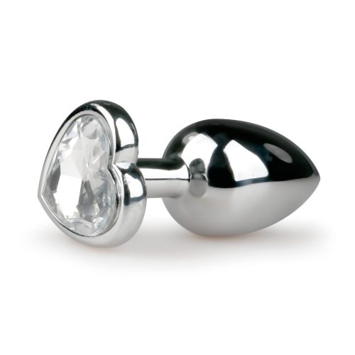 Easytoys Metal No.2 - anál plug szíves kővel (ezüst-fehér)