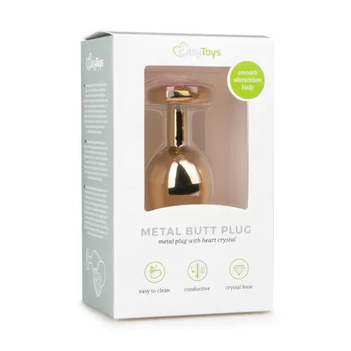 Easytoys Metal No.7 - pink köves, kúp anál plug - arany (3cm)
