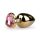 Easytoys Metal No.8 - anál plug szíves talppal - arany-pink (3,5cm)