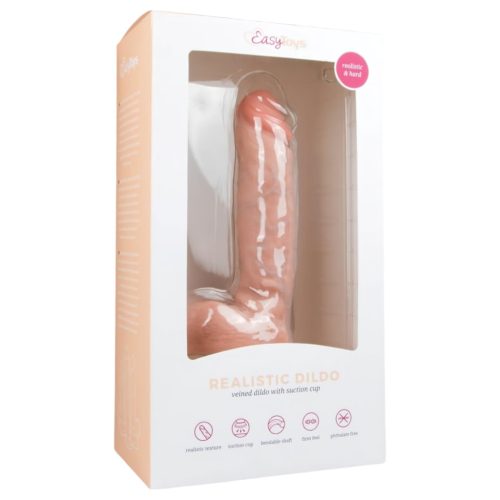 Easytoys - tapadókorongos, herés dildó (22,5cm) - natúr