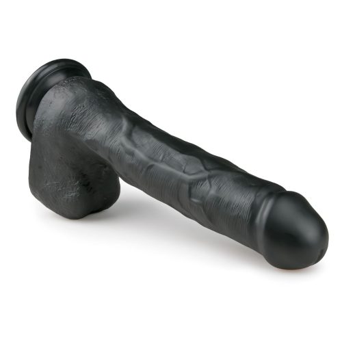 Easytoys - tapadókorongos, herés nagy dildó (29,5cm) - fekete