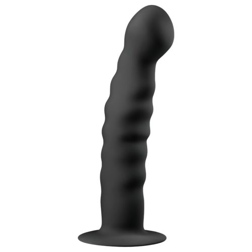 Easytoys Ribbed - tapadókorongos anál dildó (14cm) - fekete