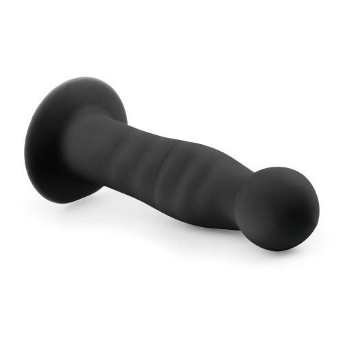 Easytoys Ribbed - tapadókorongos anál dildó (14cm) - fekete