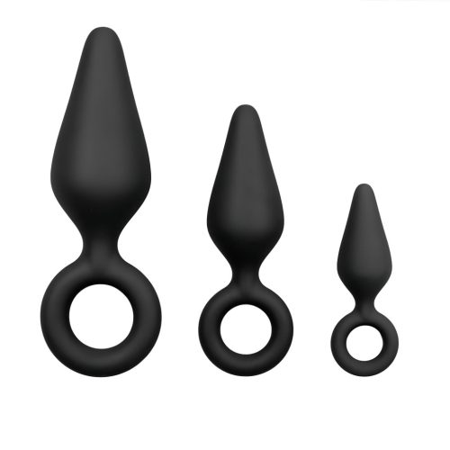 Easytoys - gyűrűs anál plug szett - 3db (fekete)