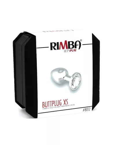 Rimba XS - átlátszó köves, fém butt plug (ezüst)