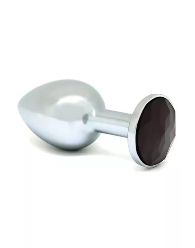 Rimba XS - fekete köves, fém butt plug (ezüst)