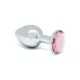 Rimba XS - pink köves, fém anál plug (ezüst)