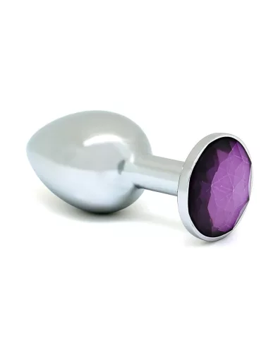 Rimba XS - lila köves, fém butt plug (ezüst)