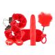 LoveBoxxx I love Red - vibrátoros kötöző szett (6 részes) - piros