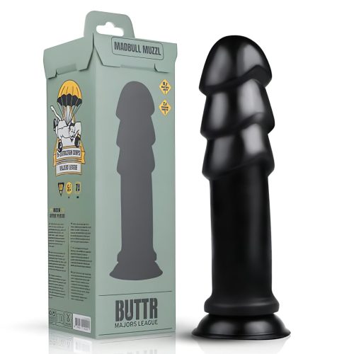 BUTTR Madbull Muzzl - tapadókorongos dildó (fekete)