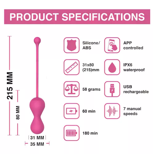 Magic Motion Kegel Master – App-vezérelt vibrációs gésagolyó (pink)