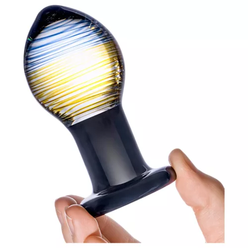 GLAS Galileo - üveg anál plug (fekete-arany)