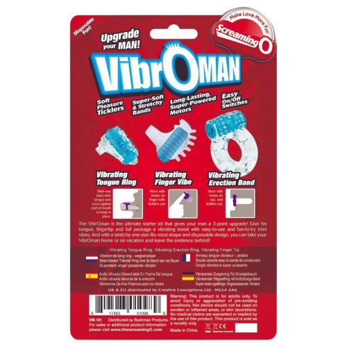 Screaming Vibroman - vibrációs péniszgyűrű szett (fekete)