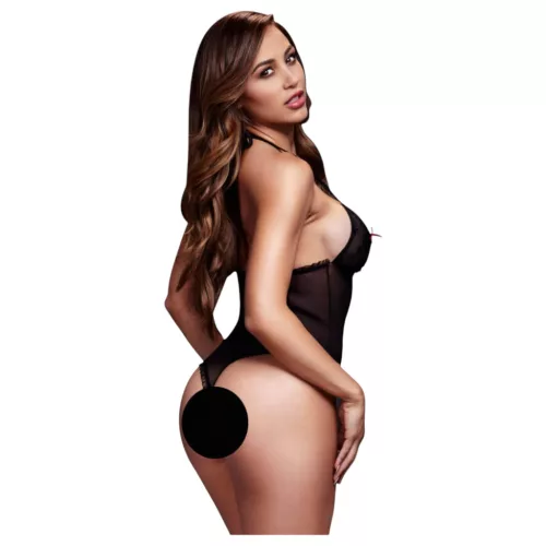 / Baci - nyakpántos, áttetsző body - fekete (S-L)