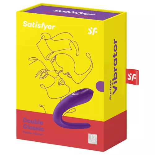 / Satisfyer Double Classic - vízálló, akkus párvibrátor (lila)