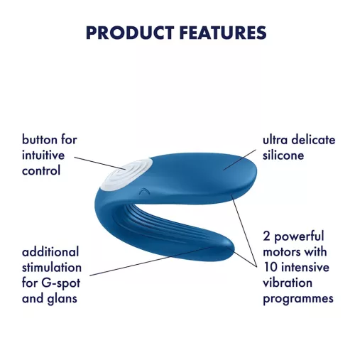 Satisfyer Double Whale - 2 motoros párvibrátor (kék)