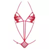 Obsessive Luiza - tulipános, pántos body (piros, S/M)