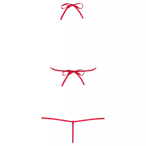 Obsessive Luiza - tulipános, pántos body (piros, S/M)