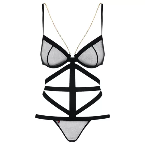/ Obsessive Bondy - láncos-pántos body (fekete) (S-M)