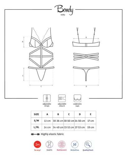 / Obsessive Bondy - láncos-pántos body (fekete) (S-M)