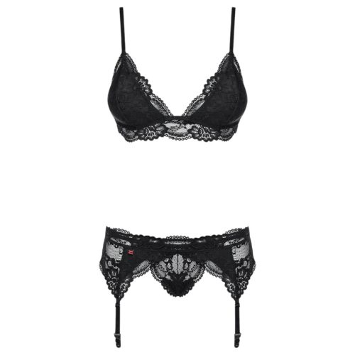 Obsessive 810-SEG-1 - csipke fehérnemű szett (fekete)