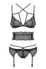/ Obsessive Frivolla - pikáns csipke fehérnemű szett (fekete)
