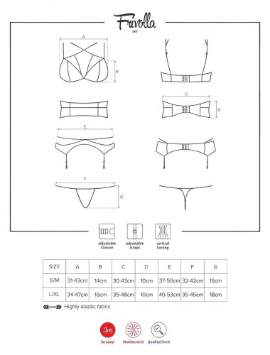 / Obsessive Frivolla - pikáns csipke fehérnemű szett (fekete)