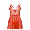 Obsessive 838-BAB-3 - pikáns csipkés babydoll és tanga (piros)