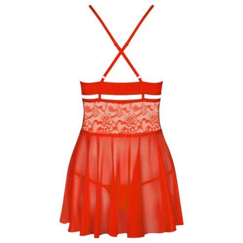 Obsessive 838-BAB-3 - pikáns csipkés babydoll és tanga (piros)