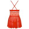 Obsessive 838-BAB-3 - pikáns csipkés babydoll és tanga (piros)
