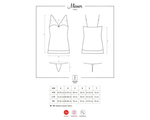 / Obsessive Miamor - fehér köves, csipkés hálóing és tanga (fehér)