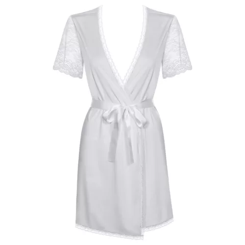 / Obsessive Miamor Robe - csipkés ujjú köntös tangával (fehér)
