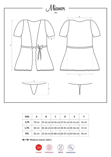 / Obsessive Miamor Robe - csipkés ujjú köntös tangával (fehér)