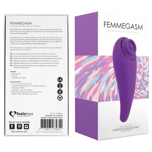 FEELZTOYS Femmegasm - akkus 2in1 csikló vibrátor, csiklóizgató (lila)