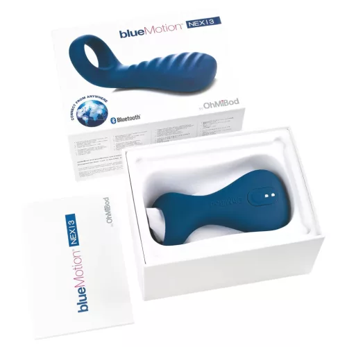 / OhMiBod Bluemotion Nex 3 - okos, vibrációs péniszgyűrű (kék)